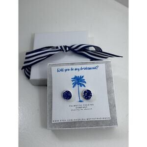 Chinoiserie Blue White Gold Earrings from Broken Fine China Weddings Gift Ribbon